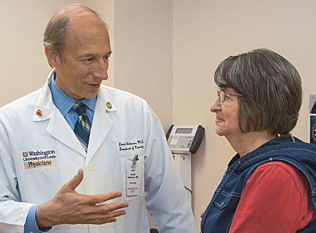 David M. Holtzman, MD, with patient Lynn Burlingame.